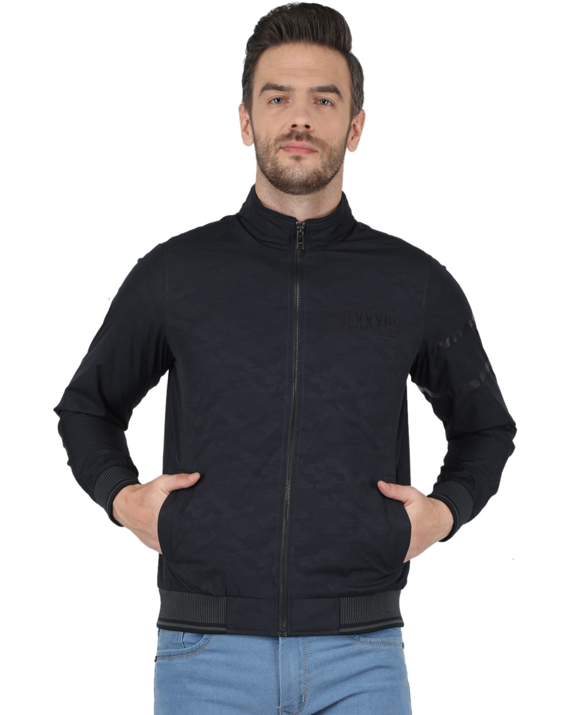 Buy Monte Carlo Navy Solid Hood Jacket(223061713-2-44) at Amazon.in