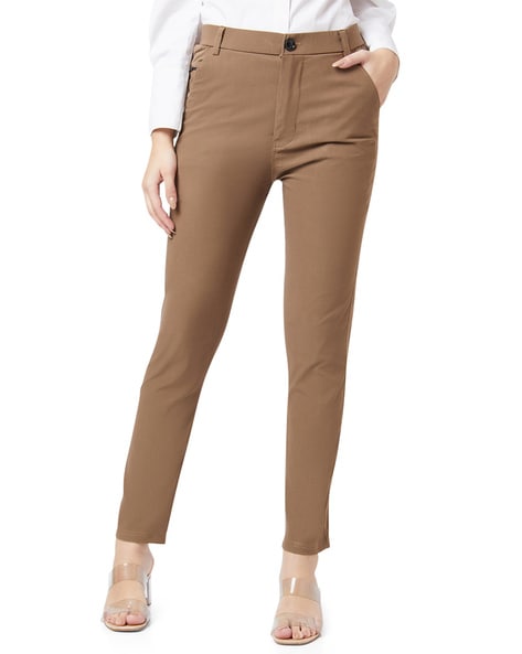 Weekday Mia linen mix trousers in brown | ASOS