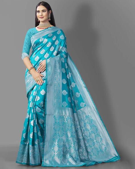 Buy AVANTIKA FASHION Woven Kanjivaram Pure Silk, Art Silk Light Blue Sarees  Online @ Best Price In India | Flipkart.com