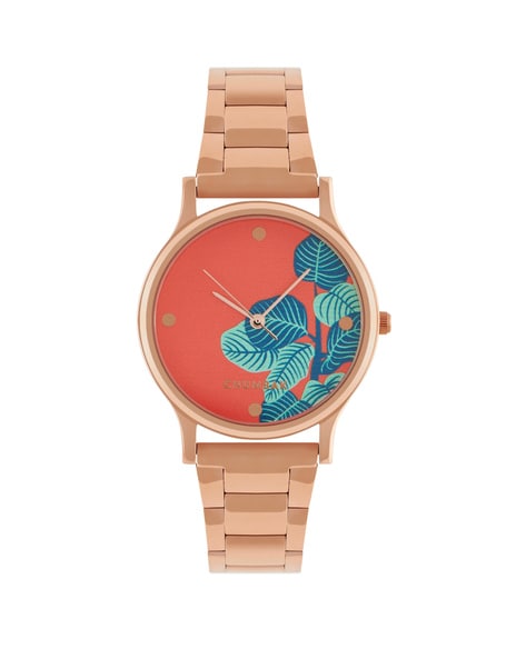 Carmen Braided Ladylike Watch With Coral Rubber Strap - J GOODIN