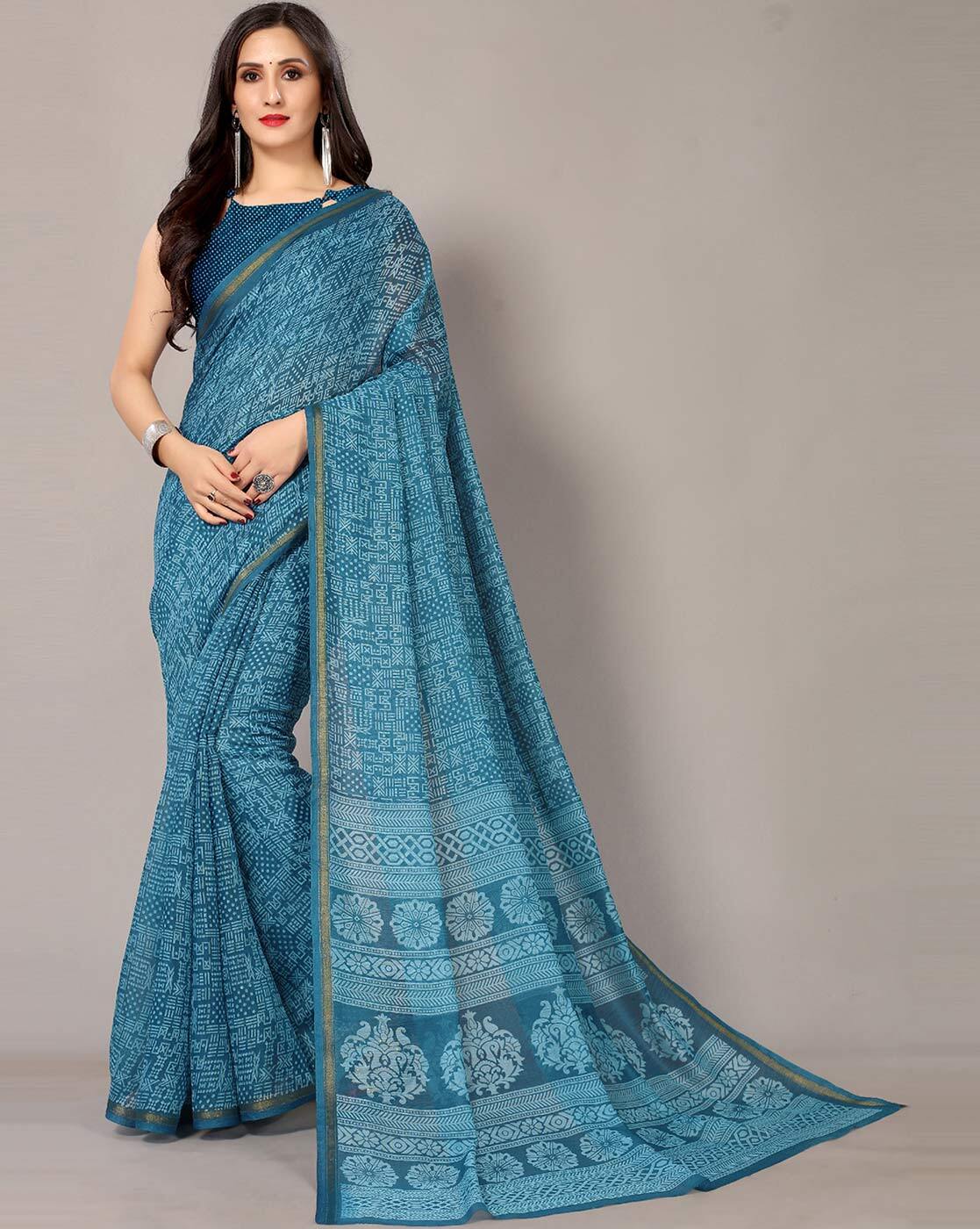 Buy Okhai Black & Blue Vine Bagh Hand Block Printed Cotton Saree Online –  Okhaistore