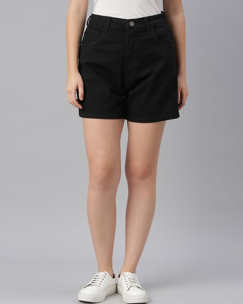 Black Cross Patched Denim Shorts | Yeji - ITZY - Fashion Chingu