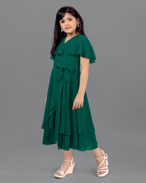 A-Line Green Puffy Sleeve Satin Short Prom Dress, Green Short Formal D –  shopluu