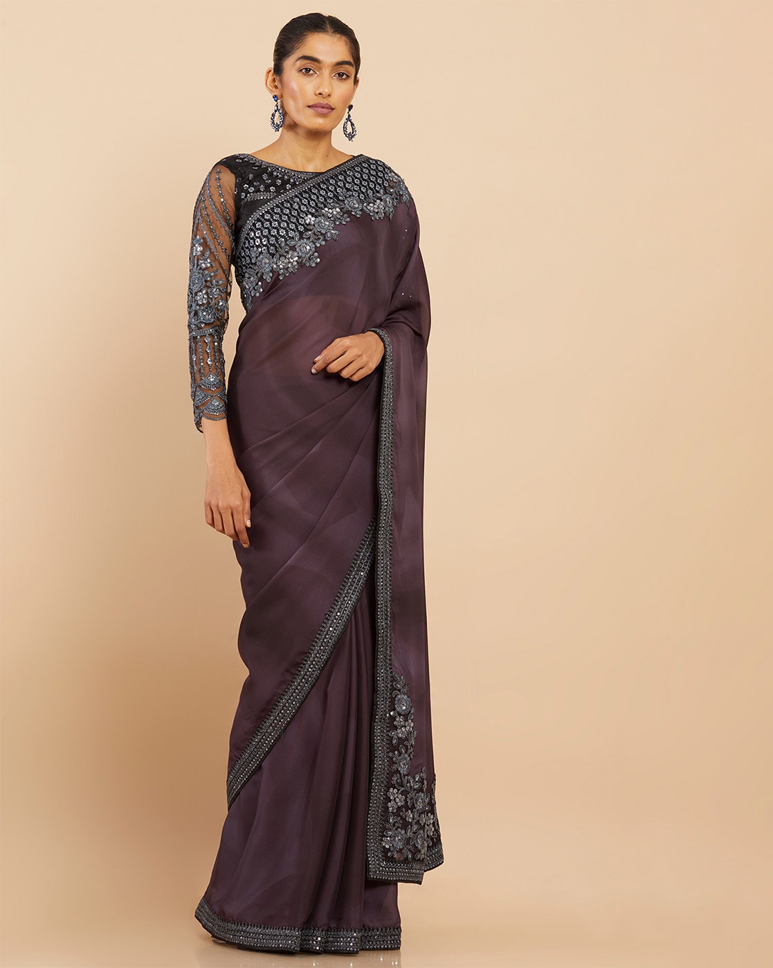 Buy Black Sarees for Women by SOCH Online