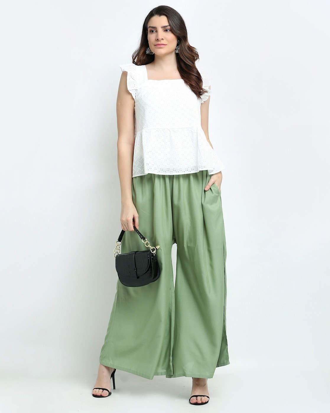 Spring and Autumn New Ladies Ice Silk Light Wide Leg Trousers Girl Solid  Color High Waist Loose Wild Straight Casual Pants Color: LightGreen, Size:  M | Uquid shopping cart: Online shopping with