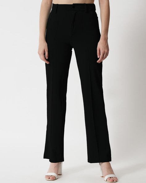 Buy KRAUS Solid Slim Fit Cotton Full Length Womens Casual Trousers   Shoppers Stop
