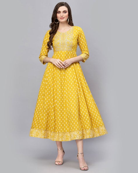 Embroidered Anarkali Kurta with Tie-Up