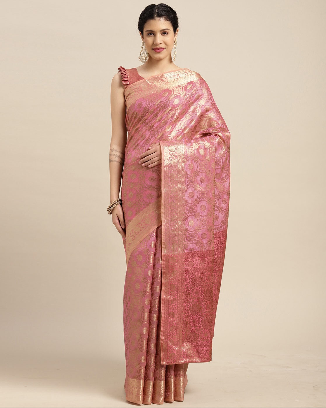 Buy Pink Sarees for Women by Siril Online