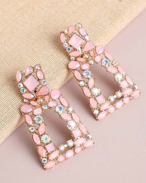 Buy the Pink Mosaic Bead Dangle Earrings | JaeBee Jewelry