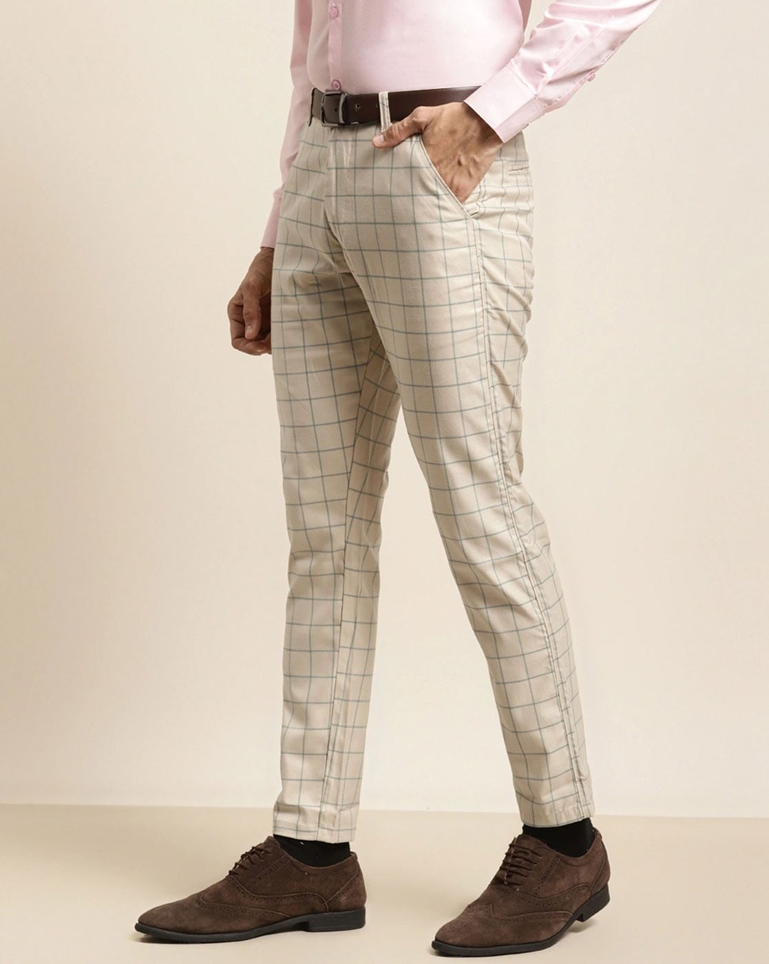 Rare Rabbit Men'S Spetro Olive Solid Mid-Rise Regular Fit Trouser