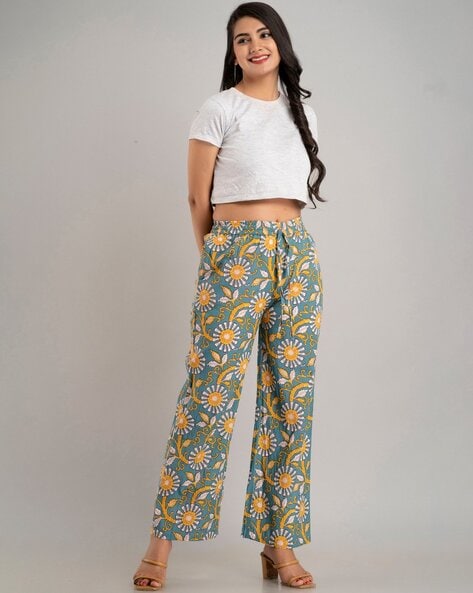 YOURS Plus Size Black Floral Wide Leg Trousers | Yours Clothing
