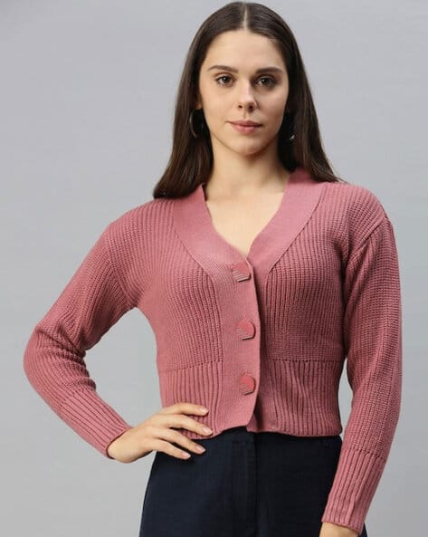 Button Down V-neck Cardigan