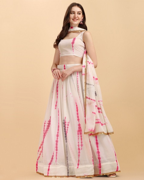 Buy Off White Net Embroidered and Sequins Work Lehenga Choli Online -