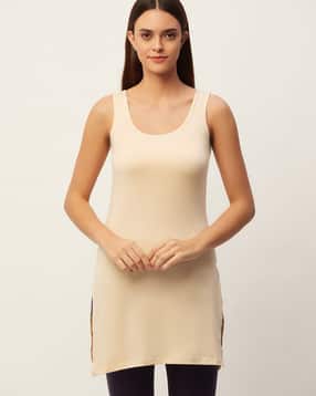 lady lyka Solid Round-Neck Long Kurta Slip-picture-26