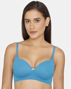 Buy Zivame Padded Non Wired 3/4th Coverage T-Shirt Bra - Aruba Blue at  Rs.582 online