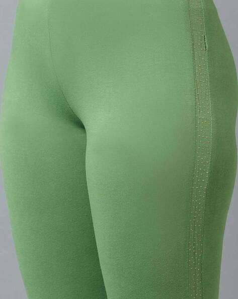 Misa Lycra Capri Leggings - Green Abstract Paisley Print | Blissfully Brand