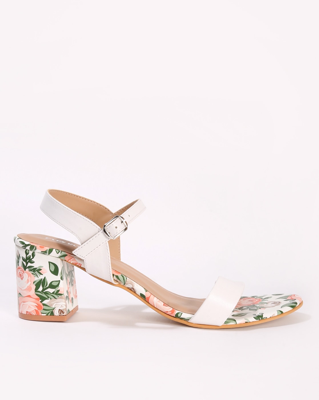 Floral print heeled clearance sandals