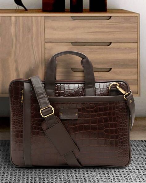 teakwood leather laptop bag