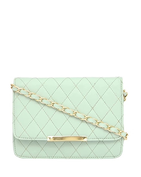 Buy QUILTED CHAIN-STRAP GREEN PURSE for Women Online in India