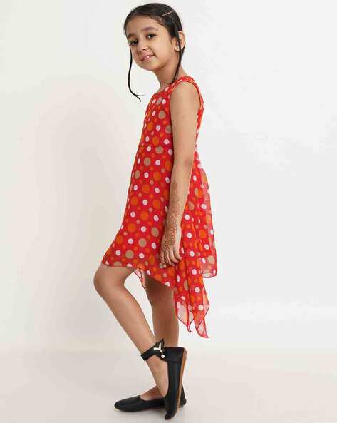 Girls red spotty clearance dress