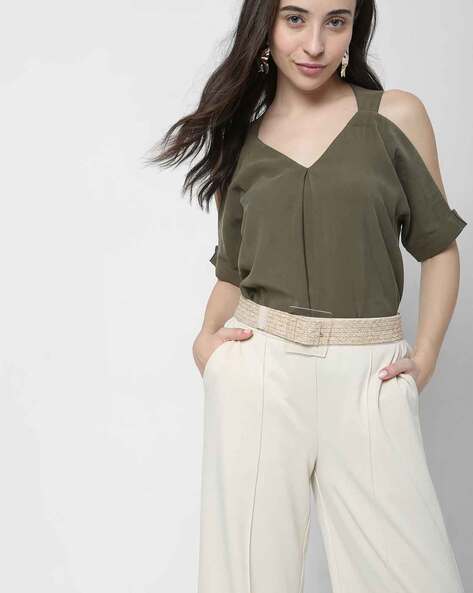 Off shoulder cheap v neck top