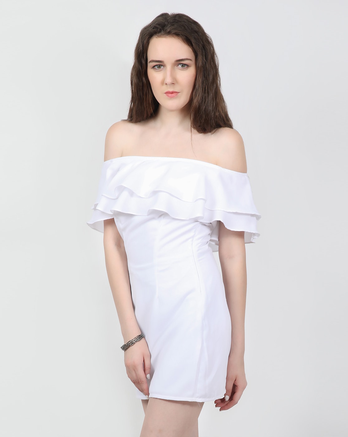 Women White Shoulder Dress | White Shoulder Ruffle Dress | White Shoulder  Summer Dress - Dresses - Aliexpress