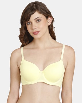 Buy Rosaline Everyday Double Layered Non-Wired 3/4th Coverage T-Shirt Bra -  Yellow Rose Pt at Rs.280 online
