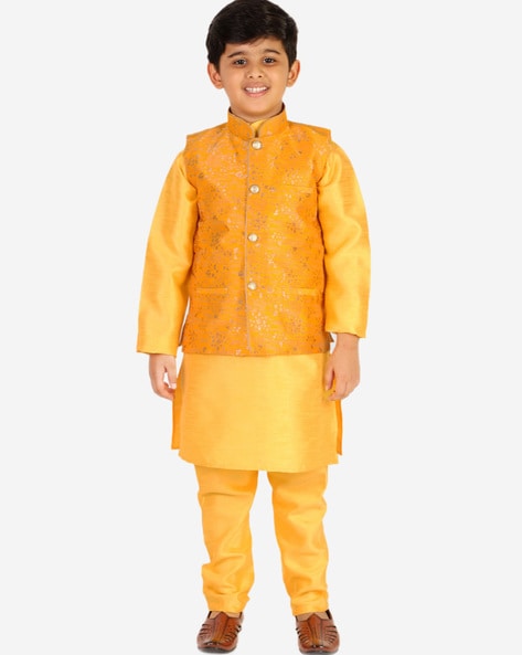 Haldi Ceremony Yellow Jacket Kurta Pajama 3 Pc Set for Men/ Customise Haldi  Couple Matching Outfit - Etsy