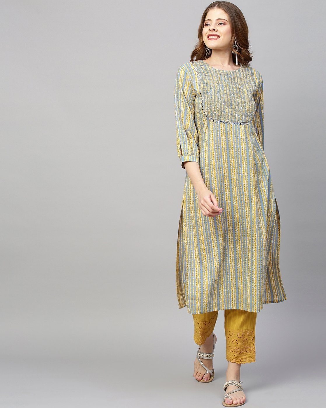 Buy online Yellow Rayon Straight Suit Set for women at best price at  bibain  SKDASSORTED8381AW22YE