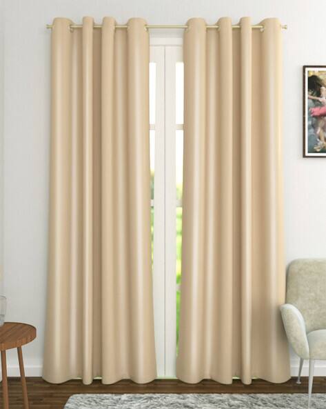 THE CONVERSION Premium Blackout Plain Eyelet Door Curtain - 7 Feet