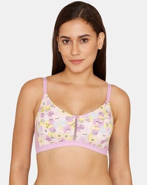 Zivame Fashion Print Padded Wired 3/4th Coverage T-Shirt Bra-Paradise Green