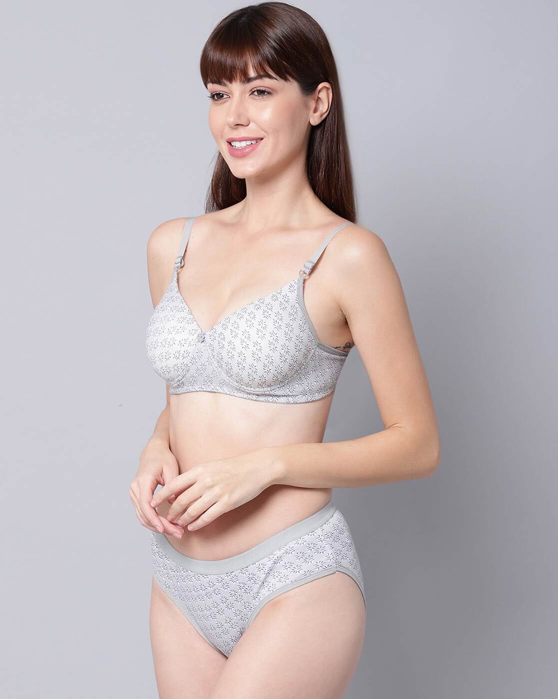 Buy online Grey Cotton Bras And Panty Set from lingerie for Women by Liigne  for ₹309 at 76% off