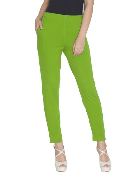 Buy Nile Green Straight Pants With Lace Online - Shop for W