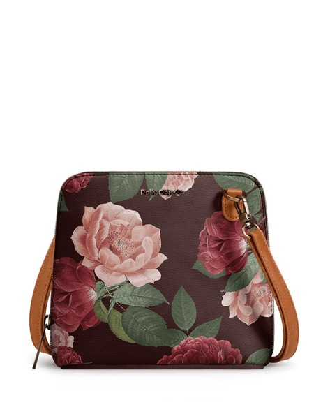 Floral Print Sling Bag with Adjustable Strap