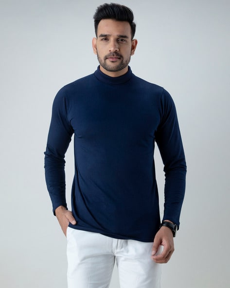 High neck t shirt for mens online clearance