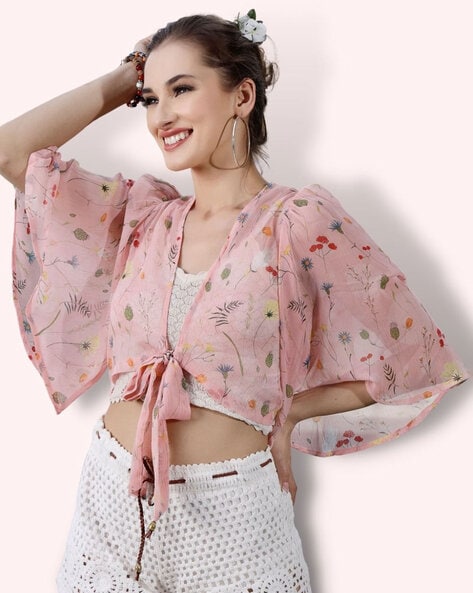 Buy Sera Pink Printed Floral Crop Top online