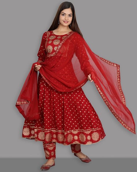 New anarkali kurta set with new style.. Women's printed kurta pant dupatta  set at Rs 999 in Jaipur