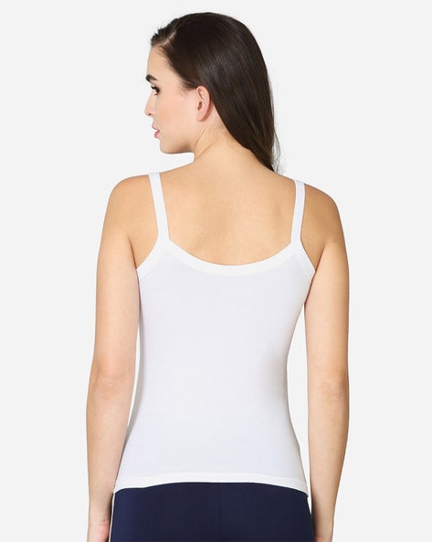 Buy AMANTE White Solid Cotton Sleeveless Regular Fit Womens Camisole