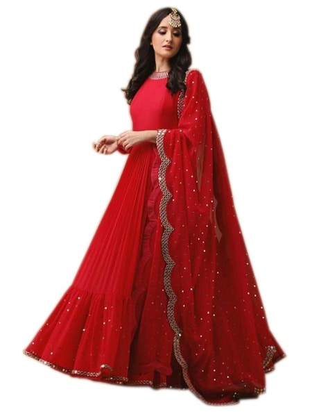 Dazzling Maroon Color Heavy Satin Georgette With Embroidery Work Anarkali  Suit | Designer anarkali dresses, Anarkali dress, Designer anarkali