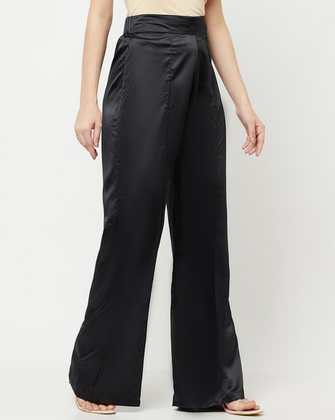 High-rise wide-leg silk satin pants in black - The Sei | Mytheresa