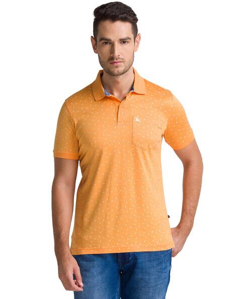 PARX Regular Fit Micro Print Collar-Neck Polo T-Shirt