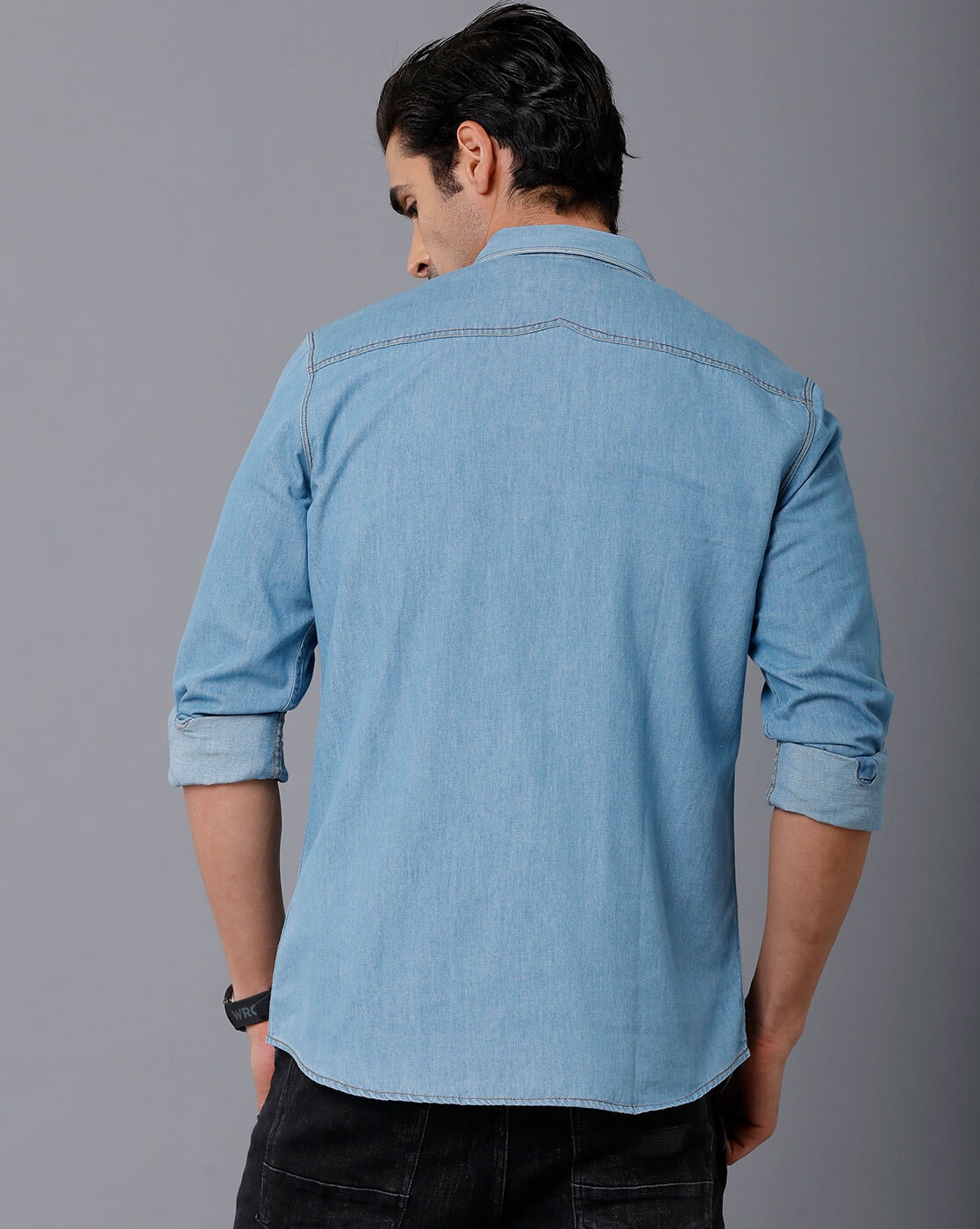 Regular fit chambray denim shirt · Light Blue · Shirts | Massimo Dutti