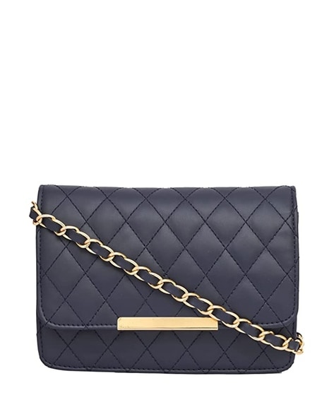 Leather Woven Chain Strap Clutch Bag