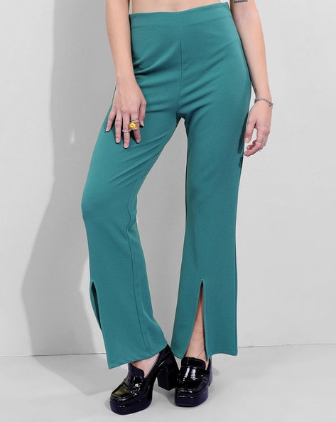 Buy online Blue Rayon Bootcut Trousers from bottom wear for Women by  Moomaya for ₹990 at 55% off | 2024 Limeroad.com