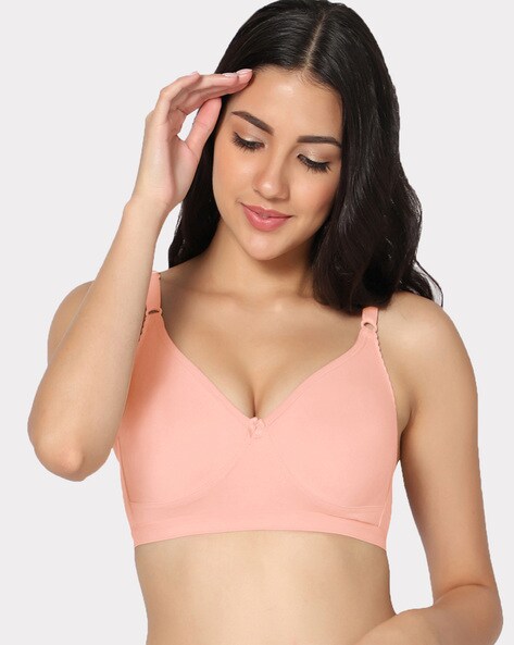 Buy juliet Women's Non Padded Solid Minimizer Bra Peach Rose PH 38D at