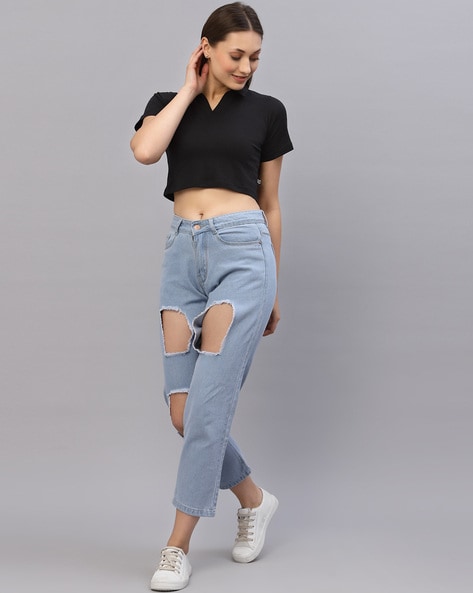 Collar-Neck Crop Top