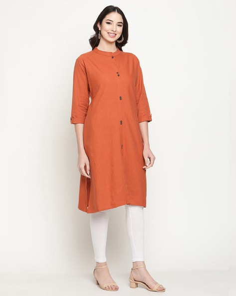 Shop Rust Georgette Embroidered Knee Length Kurti Party Wear Online at Best  Price | Cbazaar