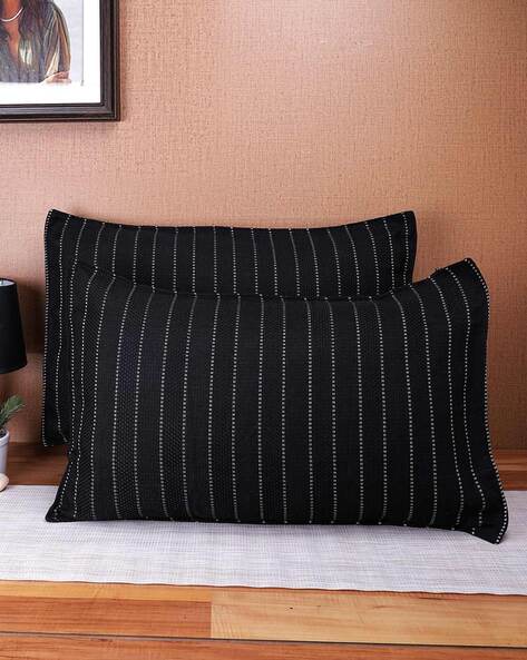 Black and white 2024 striped pillow shams