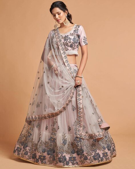 Pink & grey Lehenga set available only at IBFW