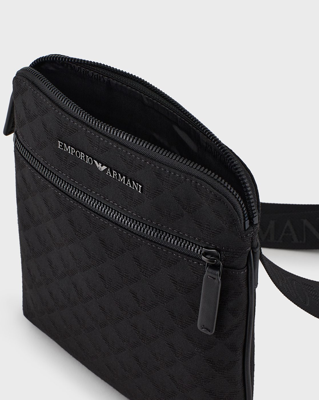 Buy EMPORIO ARMANI Allover Eagle Logo Messenger Bag Black Color Men AJIO LUXE